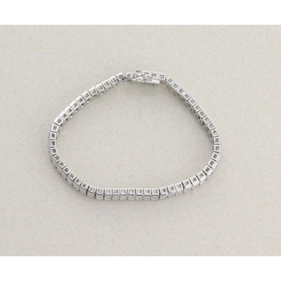 Sterling Silver Double Row Sparkly Cubic Zirconia Tennis Bracelet Silpada 7 1/4" - Picture 4 of 7